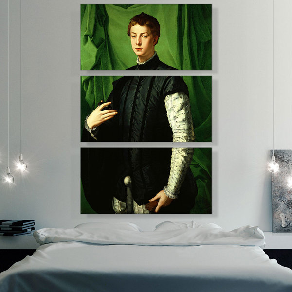 ARTCANVAS Lodovico Capponi 1550 On Canvas 3 Pieces by Agnolo Bronzino
